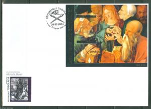 TOGO  2014  GREAT  PAINTERS HIERONYMUS BOSCH  SOUVENIR  SHEET  FDC