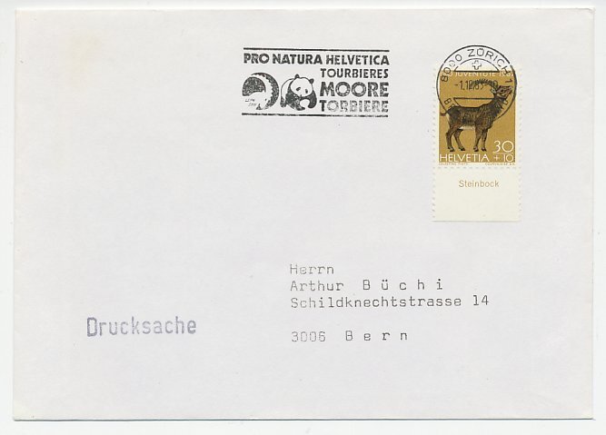 Cover / Postmark Switzerland 1983 Panda bear