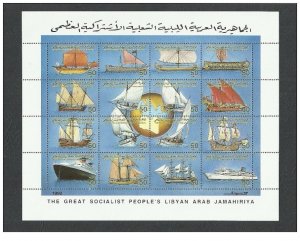 1992- Libya- Ships- Vessels- Worlds map – Minisheet MNH** 