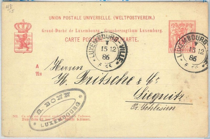 70014 - LUXEMBOURG - POSTAL HISTORY - P48  Stationery Card  1886