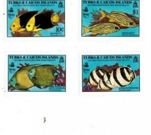 Turks and Caicos 1990 - Marine Life Fish - Set of 4 Stamps - Scott#836-43 - MNH