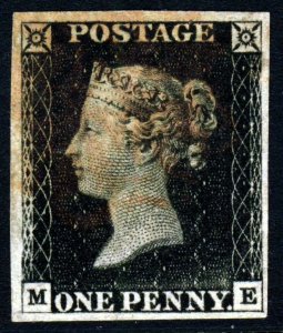 GB QV PENNY BLACK 1840 Plate 1b ME INVERTED WATERMARK SG 1i (Spec. AS4i) VFU 