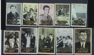 Fujeira 28-37 MNH 1965 John F Kennedy (ak1779)