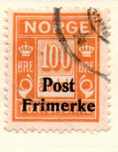 Norway Sc 143 1929 100 ore due stamp overprinted Post Frimerke used