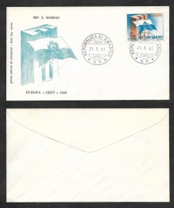 SE)1963 SAN MARINO  FIRST DAY COVER, NATIONAL FLAG ISSUE ON LETTER E, XF