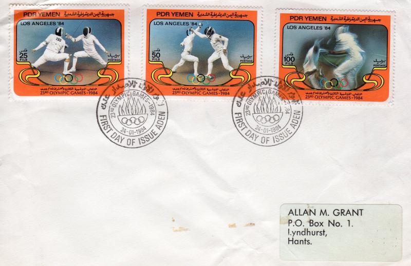 Yemen 1984 Sc#322/324 LOS ANGELES OLYMPICS Set (3) FDC