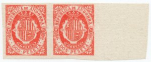 (I.B) Andorra Postal : Arms of The Republic 2Ptas (die proof)