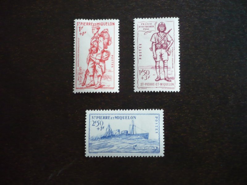 Stamps - St Pierre Miquelon - Scott# B8A-B8C - Mint Hinged Set of 3 Stamps