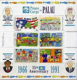 Palau 1991 US Peace Corps sheetlet containing set of 6 un...