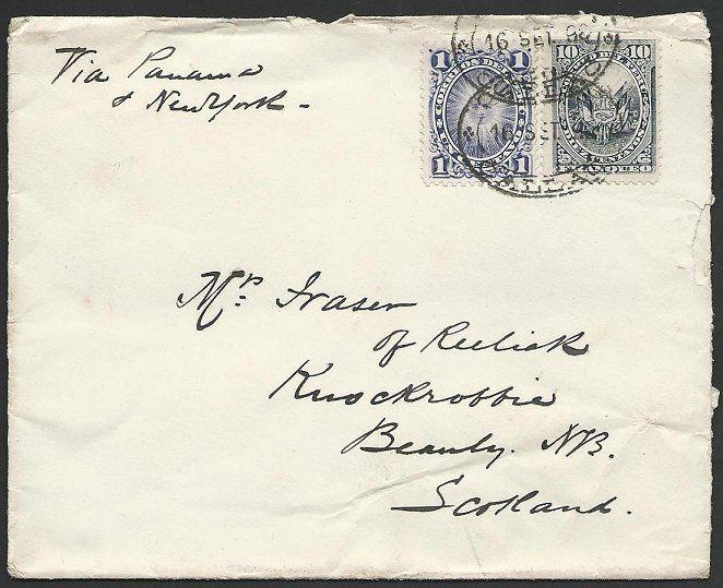 PERU 1890 cover Callao to Scotland.........................................49486