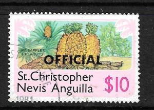 ST KITTS NEVIS  1980 $10 OFFICIAL FU SG O9