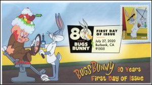 20-208, 2020, SC 5494, Bugs Bunny, First Day Cover, Digital Color Postmark, 80th