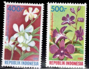 Indonesia Scott 1348-1349 MNH** Orchid set