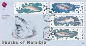 Namibia Stamps 2015 FDC Sharks Whaler Hammerhead Shark Marine Animals 4v Set