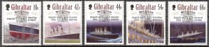 Gibraltar 2012 Cruise Ships Titanic Set of 5 MNH**