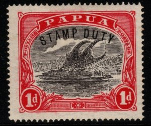 PAPUA SGF1var 1912 1d ROSE-PINK WITH CURVED OVERPRINT MTD MINT