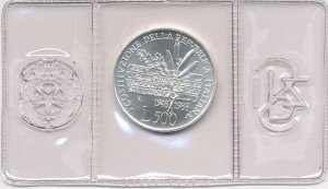 1988 Italy Republic 500 Lire Silver Constitution of the Republic