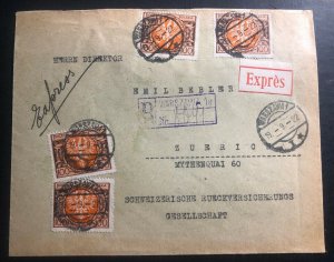 1920 Warsaw Poland Express Mail Cover To Zurich Switzerland Sc#165
