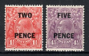 Australia 1930 Sidehead surcharge values SG 119-20 MH