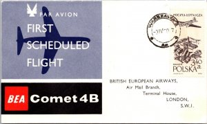 Poland FFC 1960 - BEA Comet 4B - Warsaw To London - J7418