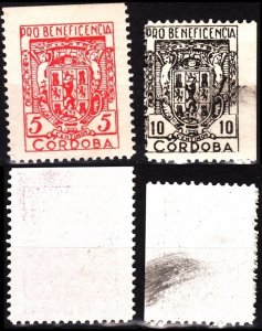 SPAIN Local Civil War. CORDOBA 193?. Charity. Heraldry. Perf on 3 sides MNH/Used