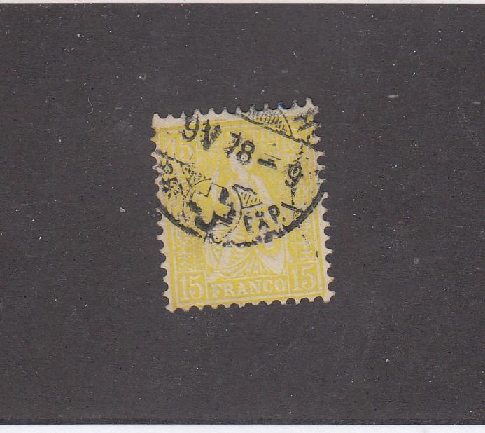 SWITZERLAND # 63  15f  HELVETIA WITH PARTIAL DATE CANCEL