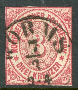 Germany States 1868 North German Confederation 3 Kr Rose Scott #9 VFU G485
