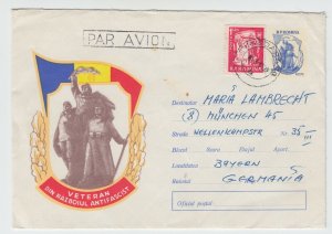 ROMANIA COVER 1964 WWII VETERANS MONUMENT USED POST GERMANY