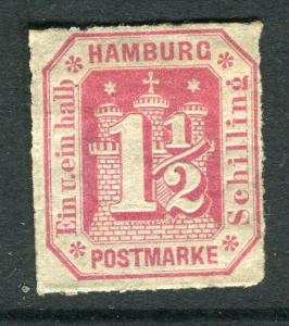 GERMANY  HAMBURG;  1866 early rouletted issue 1.5s fine unused ,