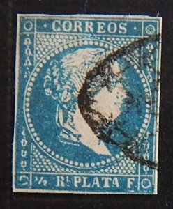 1855-1857, Queen Isabella II of Spain, 1/2 Rl. Plata F (2130-T)