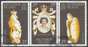 Ascension Scott 229a-229c Used QEII Coronation Anniversary issue of 1978 FDOI