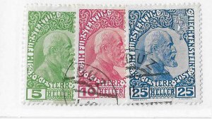 Liechtenstein Sc #1-3 set of first 3 issues used VF