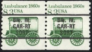 SC#2128a 8.3¢ Ambulance Precancel Coil Pair (1985) MNH