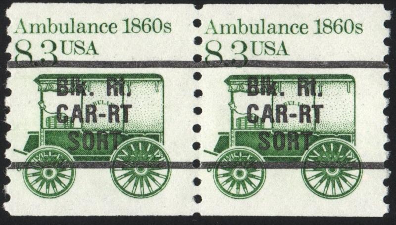 SC#2128a 8.3¢ Ambulance Precancel Coil Pair (1985) MNH