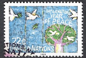 United Nations #475 22¢ International Peace Year (1986). Used.