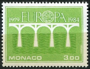 Monaco Sc#1425 MNH, 3f yel grn, Europa (C.E.P.T.) 1984 - Bridge, 25th Anniver...