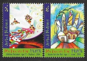 SD)2004 UNITED NATIONS  MY DREAM FOR PEACE, THAILAND AND ISRAEL, 2 STAMPS MNH