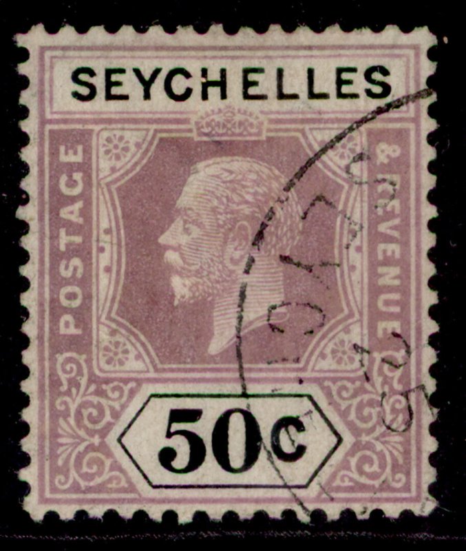 SEYCHELLES GV SG117, 50c dull purple & black, FINE USED.