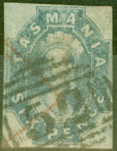 Tasmania 1863 6d Dull Cobalt SG47 Good Used (3)