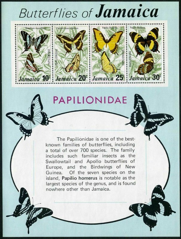 Jamaica 398-401,401a sheet,MNH.Michel 398-401,Bl.8. Butterflies,1975.Graphium