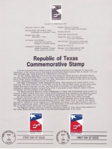 US SP744 Republic of Texas Souvenir Page #2204