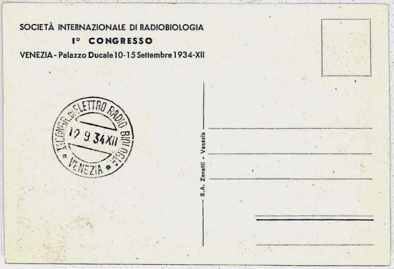 MEDICINE \ RADIO BIOLOGY : ITALY -  postmark on postcard 1934