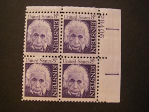 Scott 1285, 8c Albert Einstein, PB4 #28406 UR, MNH Prominent Beauty