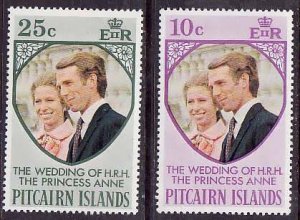 Pitcairn Is.-Sc#135-6- id9- unused hinged set-Royal Wedding-Princess Anne-1973-