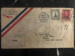 1930 Balboa Canal zone First Flight airmail cover FFC to Havana Cuba FAM 5