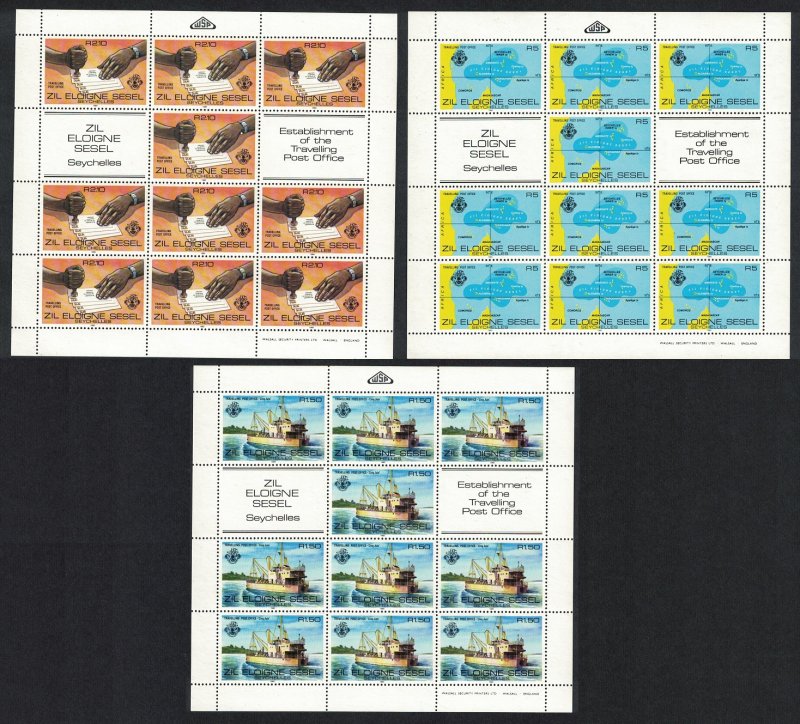 ZES Seychelles Establishment of Travelling Post Office 3v Full Sheets SG#17-19