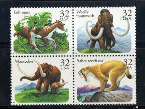 3077 - 3080 * PREHISTORIC ANIMALS  * U.S. Postage Stamps Block  MNH