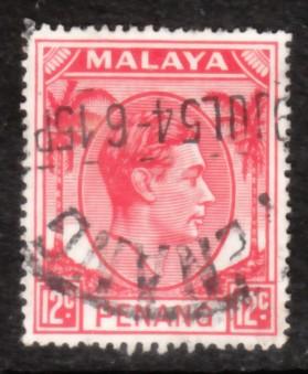 Malaya Penang 1949 Sc 12 KGVI 12c Used