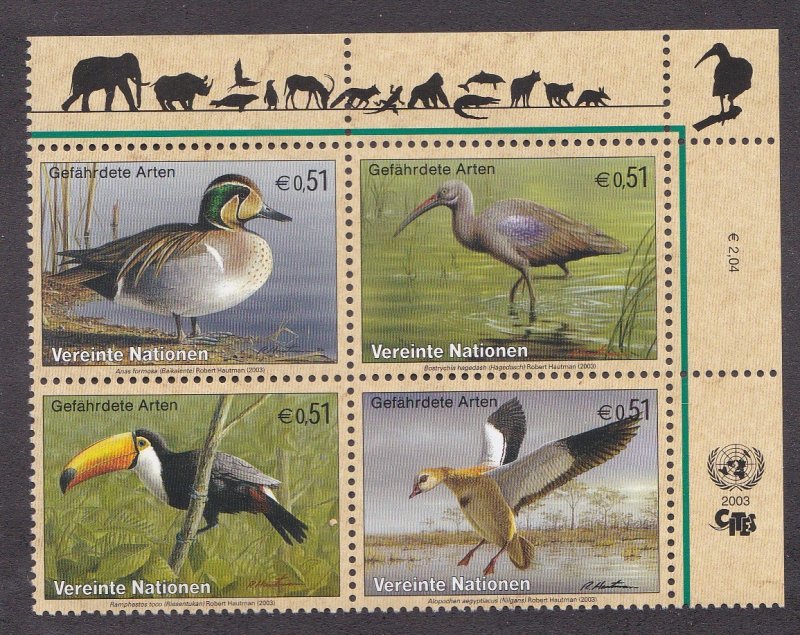 United Nations - Vienna # 332a, Endangered Species - Birds, NH, 1/2 Cat.