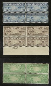 (C7-C9) 1926 USA MAP/BIPLANES AIRMAILS BLOCKS MNH $84 BEAUTIFUL